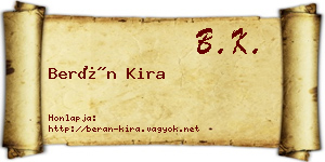 Berán Kira névjegykártya